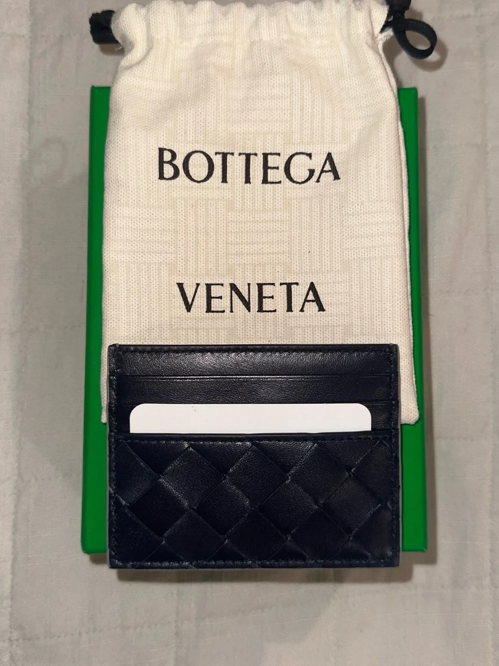 Bottega Veneta Intrecciato Card Case Sterling/Space | Grey/Navy